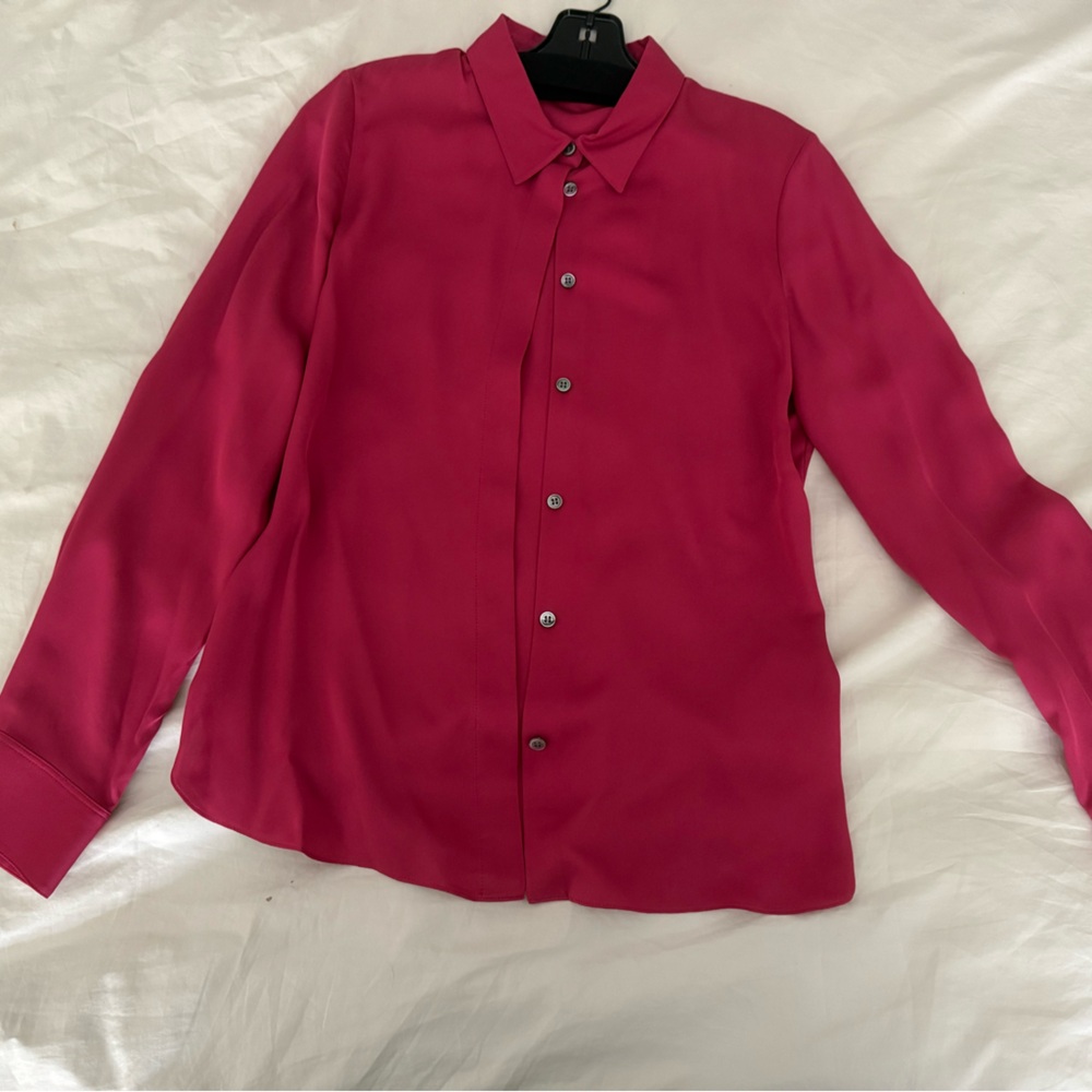 Theory Deep Rose Button-Down Shirt NWT medium